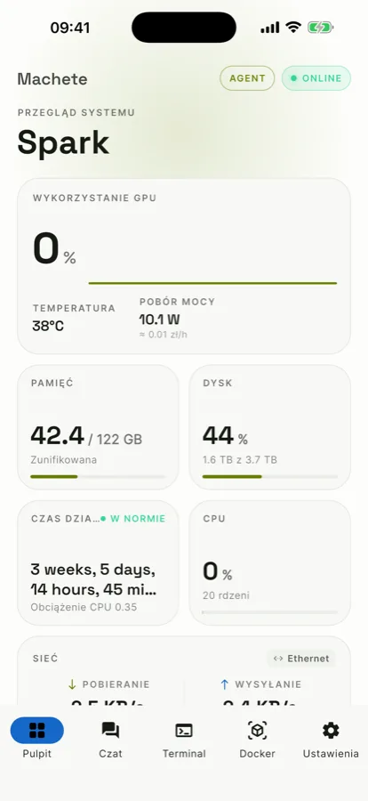 Pulpit z wykorzystaniem GPU, temperaturą i poborem mocy.